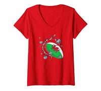 Womens 2021 Wales Rugby Union Tshirt | Gift for Welsh Rugby Fans V-Neck T-Shirt