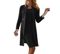 Women's 2023 New Lace Cardigan Solid Color Dress Jacket Two Set plus Size Jackets for Women 2x (Black, XXXXL)