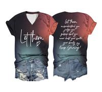 Womens 2025 Let Them Misunderstand You Tops Color Changing Going Out Sports Casual Tshirt Summer Graphic Letter Print Loose Trendy Short Sleeve Trending Tee Shirts Cute V Neck Black