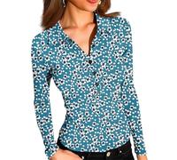 Women's 2025 Summer Fall Long Sleeve Henley T Shirts Button Floral Graphic Print Slim Fit Casual Basic Tops Blouse, Long Sleeve Summer Shirts for Women Cute T Casual,u248k