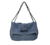 Women's 2025 Trendy Shoulder Bag,Denim Messenger Bag with Long Chain, Fashionable Tote Bag,Soft Texture,Suitable For Work and Leisure Travel (Light Blue,33 * 10 * 38cm/12.99 * 3.93 * 14.96in)