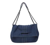 Women's 2025 Trendy Shoulder Bag,Denim Messenger Bag with Long Chain, Fashionable Tote Bag,Soft Texture,Suitable For Work and Leisure Travel (Dark Blue,33 * 10 * 38cm/12.99 * 3.93 * 14.96in)