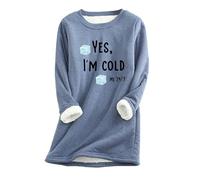 Womens 2025 Winter Warm Christmas Sweatshirt UK Yes I'm Still Cold Me 24:7 Letter Print Sweatshirts Fleece Lined Crewneck Jumpers Vintage Argyle Print Plush Pullover Plus Size Padded Velvet Sweater