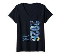 Women's 2026 Birthday Vincent Van Gogh Starry Night V-Neck T-Shirt