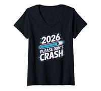 Womens 2026 Loading Please Don't Crash Funny Tech Glitch V-Neck T-Shirt