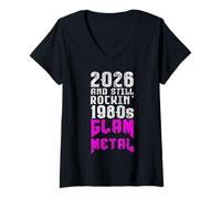 Womens 2026 Still Rockin' 80s Glam Metal Retro V-Neck T-Shirt