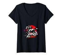 Women's 2026 Zodiac Horse Dynamic Galloping Equine Art V-Neck T-Shirt