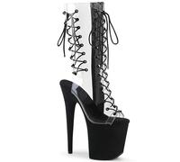 Women's 20CM Clear Stiletto Heels Open Toe Slingback Lace-up High Top Platform Pole Fitness Pole Dance Boots Summer Party Evening Pump Prom Heeled Shoes Dance Salon Moderne Jazz Latin(7.5)