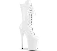 Women's 20cm Patent Leather Stiletto Heels Lace-up High Top Platform Pole Fitness Pole Dance Boots Summer Party Evening Pump Prom Heeled Shoes Dance Salon Moderne Jazz Latin(White,5.5)