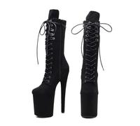 Women's 20CM Stiletto Heels Lace-up High Top Pole Fitness Pole Dance Boots Summer Party Evening Pump Prom Dress Heeled Shoes Chaussures De Dance De Salon Moderne Jazz Latin(Black,9)