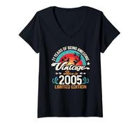 Womens 21st Birthday 21-Year-Old Fishing Lovers Angler Born in 2005 V-Neck T-Shirt