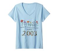 Womens 22nd Birthday Making The World A Better Place Since 2003 V-Neck T-Shirt