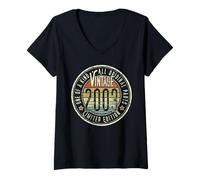Womens 23 Years Old Vintage 2003 Limited Edition 23rd Birthday V-Neck T-Shirt
