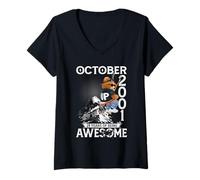 Womens 24th Birthday The Bear Legends October 2001 24 Years Old Men V-Neck T-Shirt
