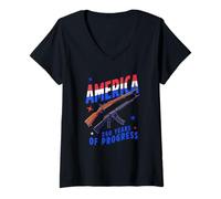 Women's 250 Years America Anniversary 250th Independence Day Guns V-Neck T-Shirt
