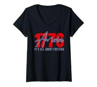 Women's 250 Years America Anniversary Patriotic Design July 4 V-Neck T-Shirt