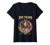 Women's 250 Years American 1776 2026 250th 4th July Independence Day V-Neck T-Shirt