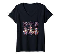 Women's 250th Anniversary 1776-2026 4th July Three Cute Guinea Pigs V-Neck T-Shirt