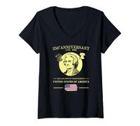 Womens 250th Anniversary Declaration of Independence American Flag V-Neck T-Shirt