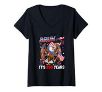 Women's 250th Anniversary Independent 4th of July US Flag Eagle V-Neck T-Shirt