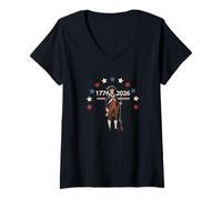 Womens 250th Anniversary of USA, Revolutionary Soldier, 1776, 2026 V-Neck T-Shirt