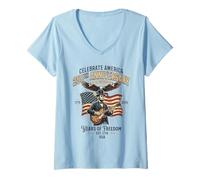Women's 250th Anniversary USA Abraham Lincoln Guitar 1776-2026 V-Neck T-Shirt