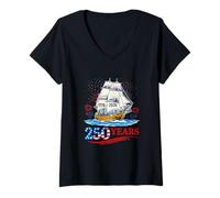 Women's 250th Freedom 1776-2026 4th July Three Cute Boat Captain V-Neck T-Shirt