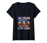 Women's 250th Freedom 1776-2026 4th July Three Cute Eagles Lover V-Neck T-Shirt