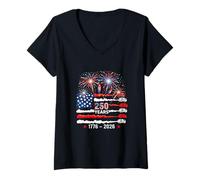 Women's 250th Freedom 1776-2026 4th of July US Flag Garbage Trucks V-Neck T-Shirt