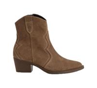 Womens 25702-41 Camel Suede Leather Cowboy Ankle Boots Heel Booties