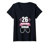 Womens 26 It’s All Downhill from Here Funny Birthday Shirt V-Neck T-Shirt