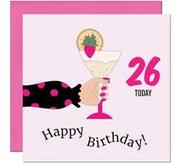 Women's 26th Birthday Card - Polka Dot Lady Adults Pink Girly Birthday Card for 26 Year old Girl Friend Sister Daughter Mum Aunt twenty six, twenty sixth cousin Niece