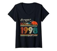 Womens 27 Years Old Vintage October 1998 Retro 27th Birthday Men V-Neck T-Shirt
