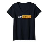Womens 27th Birthday Gift for Men and Women - Twenty Seventh Bday V-Neck T-Shirt