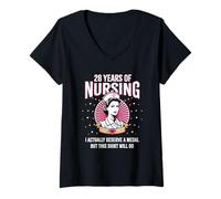 Womens 28 Years of Nursing Deserving a Medal Nurse Anniversary V-Neck T-Shirt