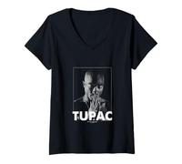 Womens 2Pac Praying by Rock Off V-Neck T-Shirt