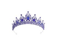 Women's 2Pcs Fashion Rhinestones Crowns Birthday Party Luxury Crown Decorations Queen Blue