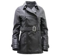 Infinity Women's 3/4 Black Ladies Lamb Nappa Leather Trench Coat L