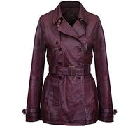 Women's 3/4 Conker Brown Ladies Lamb Leather Nappa Trench Coat 18