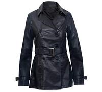 Women's 3/4 Green Ladies Lamb Leather Nappa Trench Coat