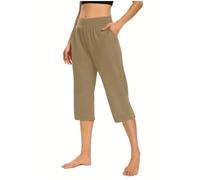 Women's 3/4 Long Cotton Pyjama Bottoms, Women's Short Women's Pyjama Bottoms, Leggings, Pyjama Bottoms, Plain Beach Trousers, Thin Pyjamas, Stretch Loungewear, Straight Leg Sleepwear, Leisure Suit