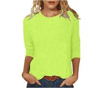 Women's 3/4 Sleeve Kelly Green Tunic Top, Size 3XL, Casual, Loose Fit, Crew Neck, Bubble Hem