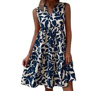 Women's 3/4 Sleeve Maxi Dress Casual Long Dress with Pockets for Ladies Summer Midi Dresses for Women UK Sun Dresses for Women Size 18 Tweed Skirt Knee Length (Navy, XL)