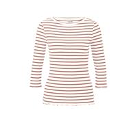 Women's 3/4 Sleeve Striped Ribbed T-Shirt QS Rose L