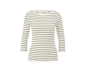 Women's 3/4 Sleeve Striped Ribbed T-Shirt QS Vert 2XL
