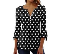 Womens 3/4 Sleeve Tops 2023 Pleated Front Ladies Chiffon Tops V Neck Swing T-Shirts Summer Tunic Blouse UK Sale Clearance Floral Tee Shirts
