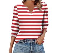 Womens 3/4 Sleeve Tops Summer Casual Floral Blouses V Neck T Shirts Ladies Vintage Elegant Tunic Tops Cotton Lightweight Casual Tees Graphic Henley Shirts Holiday Summer Clothes