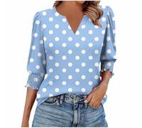 Womens 3/4 Sleeve Tops Summer Casual Floral Blouses V Neck T Shirts Ladies Vintage Elegant Tunic Tops Cotton Lightweight Casual Tees Graphic Henley Shirts Holiday Summer Clothes