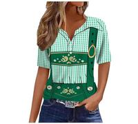 Womens 3/4 Sleeve Tops Summer Comfortable Oktoberfest Outfit Round Neck Tunic Tee T Shirt Blouse Causal Lightweight Oktoberfest Beer Print Breathable Running Sports Tops Shirts Y2k (21-Green, XL)