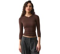 Womens 3/4 Sleeve Tops V Neck Fitted T Shirts Casual Summer Elbow Length | Buttery soft stretch fabric.Form fitting v neck.Hits at waist.3/4 sleeve.Essential fitted tops for everyday wear.